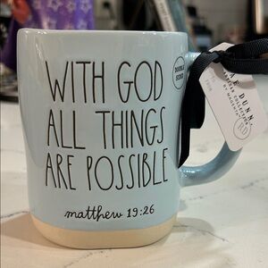 Rae Dunn Inspirational Mug in Light Blue and Cream